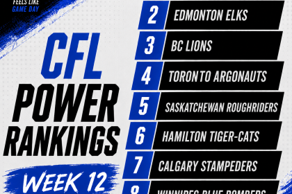 CFL Week 12 Power Rankings featuring all nine CFL teams and where they rank following Week 12 of the season.