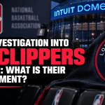 LA Clippers logo outside Intuit Dome with NBA branding and text reading “NBA Investigation Into LA Clippers Is Over: What Is Their Punishment?”