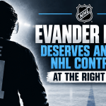 Evander Kane silhouette on an ice rink with text reading “Evander Kane Deserves Another NHL Contract — At the Right Price.