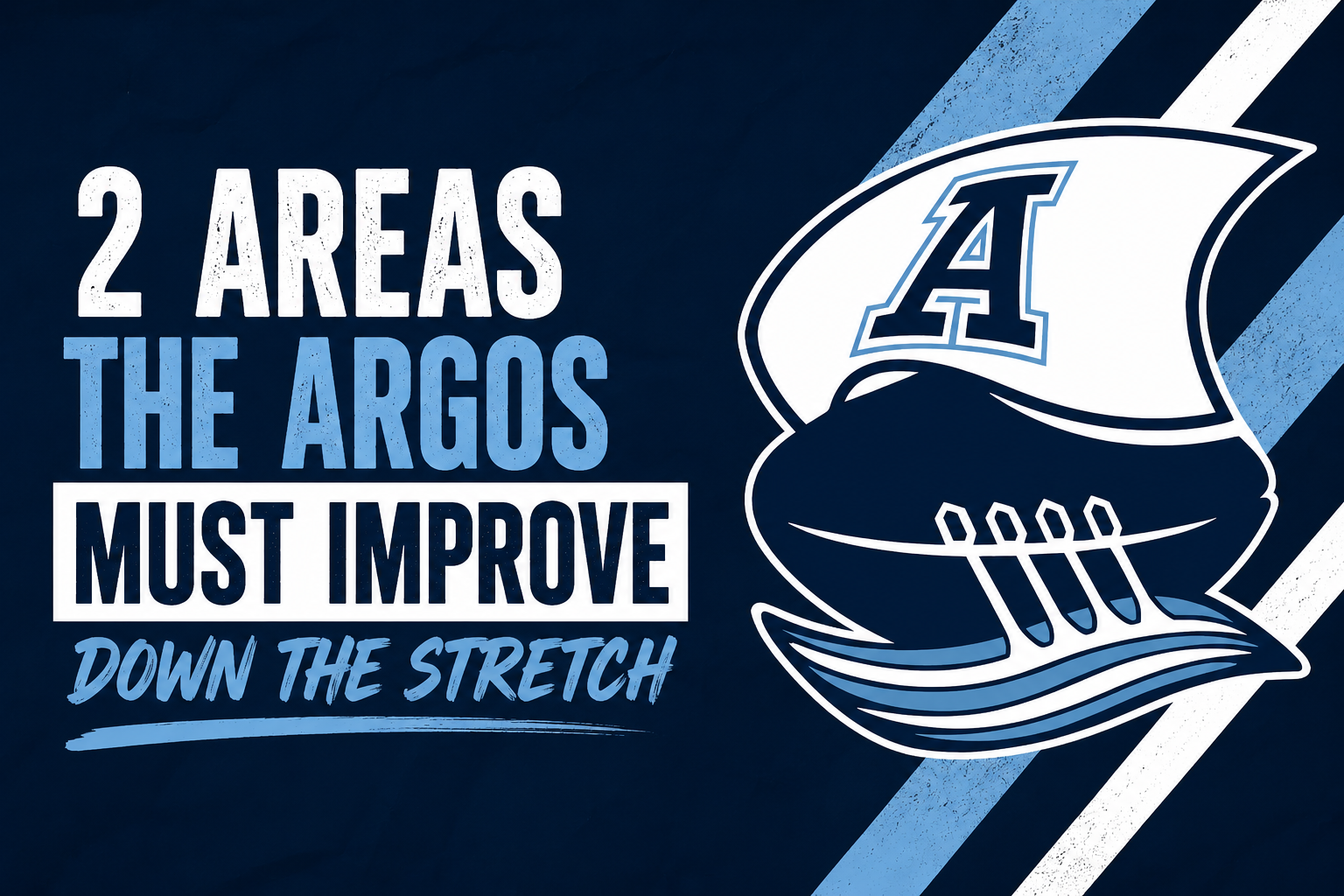 Toronto Argonauts logo with text reading “2 Areas the Argos Must Improve Down the Stretch.