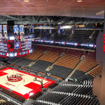 Toronto Raptors court inside Scotiabank Arena in Toronto before a game.